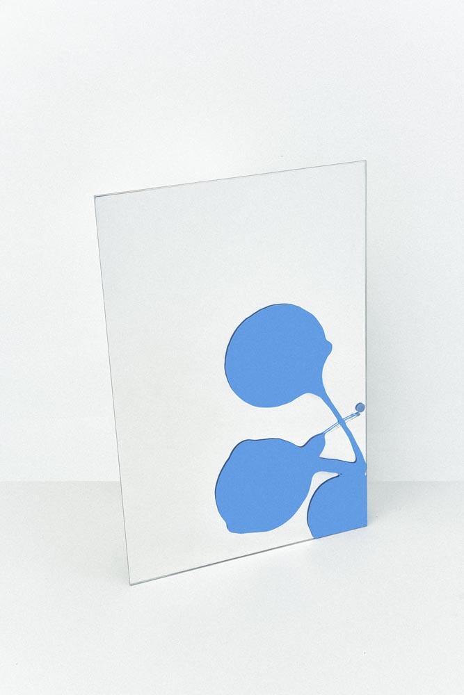 GLAZE MIRROR LARGE IN SILVER + BLUE SPLASH - RiRa
